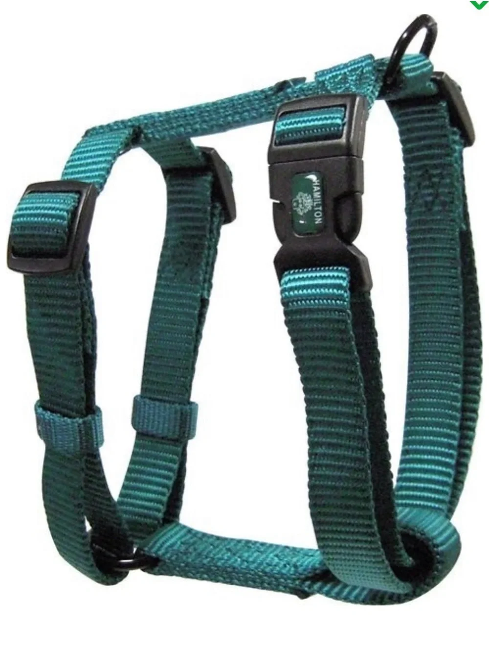 Hamilton Teal Nylon Dog Harness with Plastic Buckle